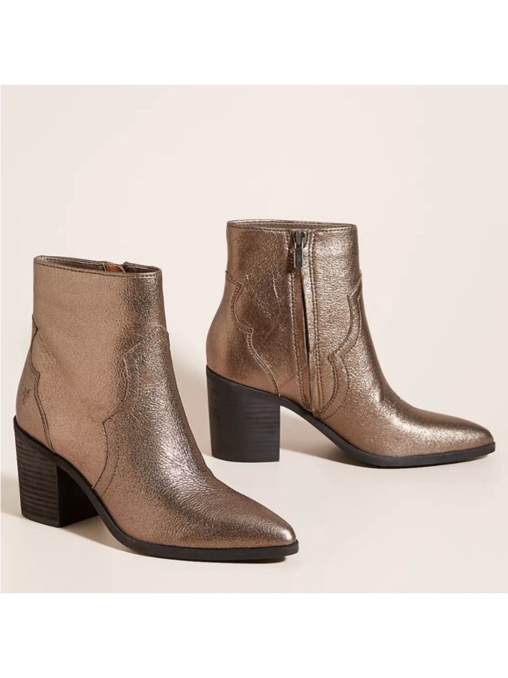 Frye Flynn Metallic Leather Ankle Booties